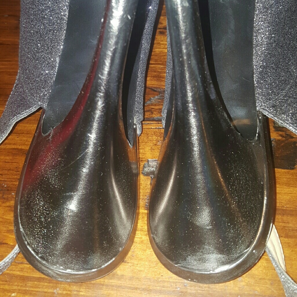 Guess Open Toe Sling Back Pewter Sparkle Glitter H - image 5